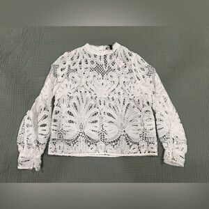Elegant White Lace Women's Top